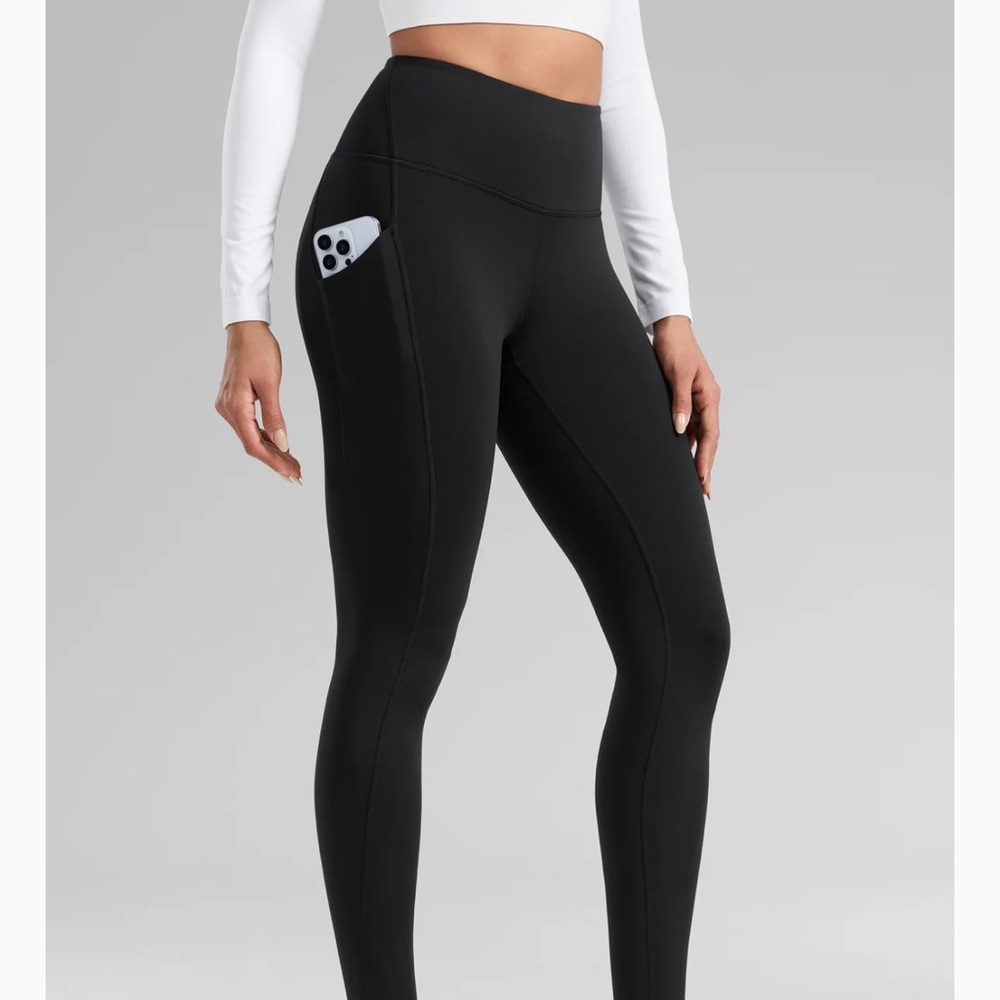 NWOT CRZ YOGA Water Resistant Thermal Fleece lined legging. Small. Light Navy
